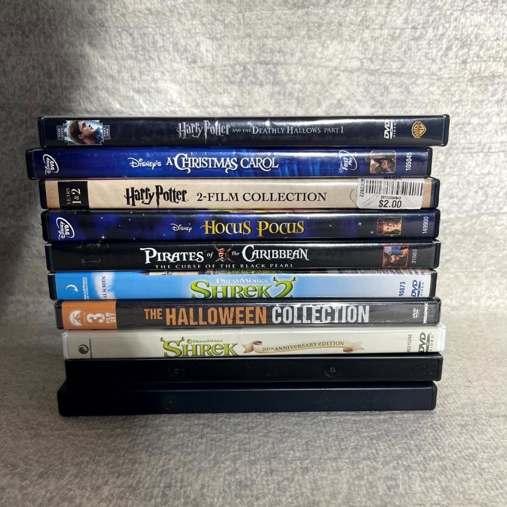 Disney Harry Potter A Christmas‎ Carol Hocus Pocus Pirates Shrek DVD Movie Lot